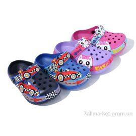 Фотография Кроксы детские летние Лето KR11 mix (12 пар р.24-29) "Elmob" недорого оптом от прямого поставщика