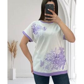 Фотография Футболка женская 25019 white-lilac р.48-56 "G.L.S.A" недорого оптом от прямого поставщика
