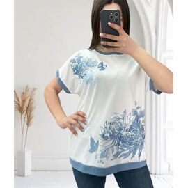 Фотография Футболка женская 25019 white-l.blue р.48-56 "G.L.S.A" недорого оптом от прямого поставщика