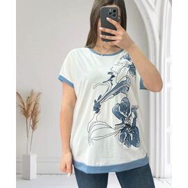 Фотография Футболка женская 25018 white-l.blue р.48-56 "G.L.S.A" недорого оптом от прямого поставщика