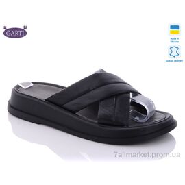 Шльопанці жіночі полегшені Літо 0112 чёрная кожа (6 пар р.36-40) "Garti" недорого оптом від прямого постачальника