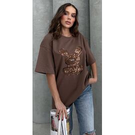 Фотография Футболка женская 2157 brown р.one size "Karon" недорого оптом от прямого поставщика