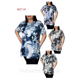 Туніка жіноча літня, напівбатал розміри XL-6XL (мікс кв) "NICOLAS" недорого від прямого постачальника