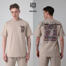 Фотография Футболка мужская 90580 beige р.S-XL "i8denim" недорого оптом от прямого поставщика