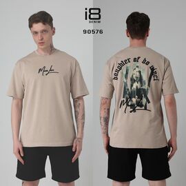 Фотография Футболка мужская 90576 beige р.S-XL "i8denim" недорого оптом от прямого поставщика