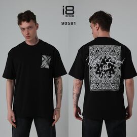 Фотография Футболка мужская 90581 black р.S-XL "i8denim" недорого оптом от прямого поставщика