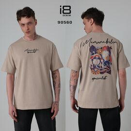 Фотография Футболка мужская 90560 beige р.S-XL "i8denim" недорого оптом от прямого поставщика