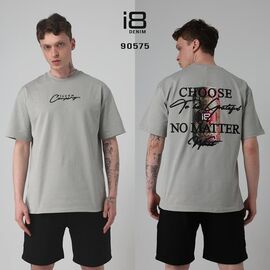 Фотография Футболка мужская 90575 grey р.S-XL "i8denim" недорого оптом от прямого поставщика