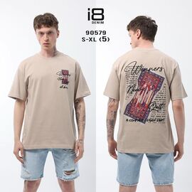 Фотография Футболка мужская 90579 beige р.S-XL "i8denim" недорого оптом от прямого поставщика