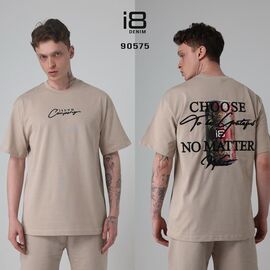 Фотография Футболка мужская 90575 beige р.S-XL "i8denim" недорого оптом от прямого поставщика