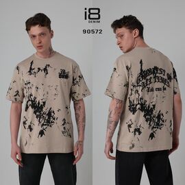 Фотография Футболка мужская 90572 beige р.S-XL "i8denim" недорого оптом от прямого поставщика