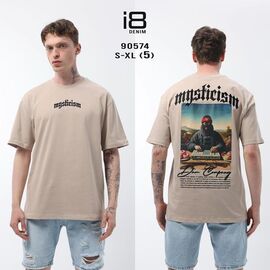 Фотография Футболка мужская 90574 beige р.S-XL "i8denim" недорого оптом от прямого поставщика