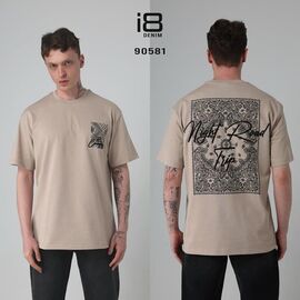 Фотография Футболка мужская 90581 beige р.S-XL "i8denim" недорого оптом от прямого поставщика