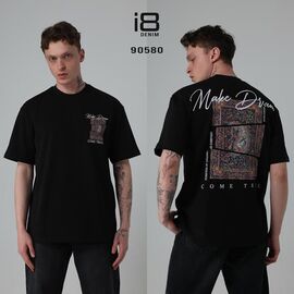 Фотография Футболка мужская 90580-2 black р.S-XL "i8denim" недорого оптом от прямого поставщика