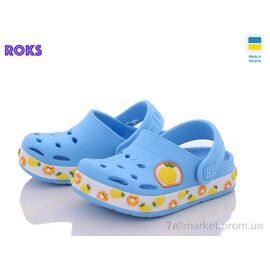 Фотография Кроксы детские летние Лето 330-1 голубой ананас (8 пар р.24-32) "Roks" недорого оптом от прямого поставщика