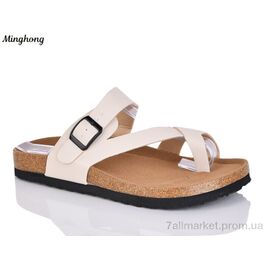 Фотография Шлепки женские облегченные Лето 2503 beige (8 пар р.36-41) "Minghong" недорого оптом от прямого поставщика