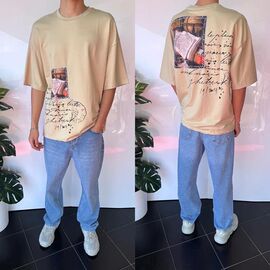 Фотография Футболка мужская 2044 beige р.S-XL "i8denim" недорого оптом от прямого поставщика