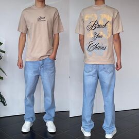 Футболка чоловіча 2124 beieg р.S-XL "i8denim" недорого оптом від прямого постачальника