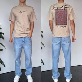 Фотография Футболка мужская 2131 beige р.S-XL "i8denim" недорого оптом от прямого поставщика