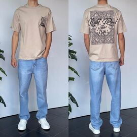 Фотография Футболка мужская 2164 beige р.S-XL "i8denim" недорого оптом от прямого поставщика