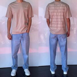 Фотография Футболка мужская 2241 beige р.S-XL "i8denim" недорого оптом от прямого поставщика