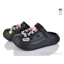 Фотография Кроксы женские летние Лето Прогрес Ж160 чорний (6 пар р.36-40) "Progress" недорого оптом от прямого поставщика