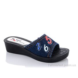 Фотография Шлепки женские облегченные Лето ЖК011 джинс (6 пар р.37-41) "Sali-2" недорого оптом от прямого поставщика