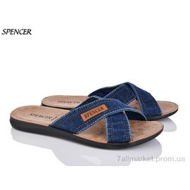Фотография Шлепки мужские пляжные Лето 0301Б синій джинс (6 пар р.43-47) "Spencer" недорого оптом от прямого поставщика