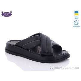 Шльопанці жіночі полегшені Літо 0112 чорна шкіра (6 пар р.36-40) "Garti" недорого оптом від прямого постачальника