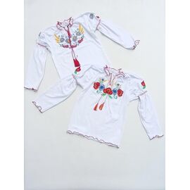 Вишиванка дитяча на дівчинку ML81 white-red р.110-140 "Meloria" недорого оптом від прямого постачальника