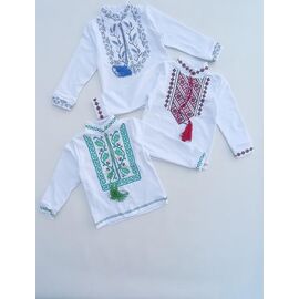 Вишиванка дитяча на хлопчика ML85 white-green р.92-146 "Meloria" недорого оптом від прямого постачальника