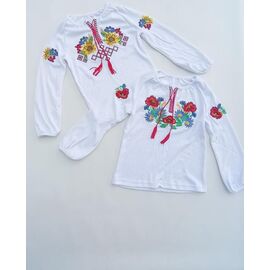 Вишиванка дитяча на дівчинку ML87 white-l.blue р.110-134 "Meloria" недорого оптом від прямого постачальника