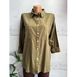 Фотография Рубашка женская 8343 khaki р.S-L "SHEPARIS" недорого оптом от прямого поставщика