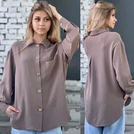 Фотография Рубашка детская на девочку KR101 brown р.34-42 "Karolina" недорого оптом от прямого поставщика