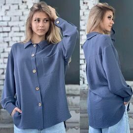 Фотография Рубашка детская на девочку KR97 navy р.34-42 "Karolina" недорого оптом от прямого поставщика