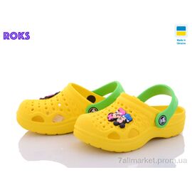 Фотография Кроксы детские летние Лето 777 желтый м-м (8 пар р.24-32) "Roks" недорого оптом от прямого поставщика