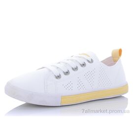 Кросівки жіночі модні Літо HB53 white-yellow (12 пар р.36-41) "YUEMINGZHU" недорого оптом від прямого постачальника