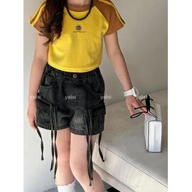 Дитячі шорти на дівчинку 7205 black р.110-160 "Yalisi" недорого оптом від прямого постачальника