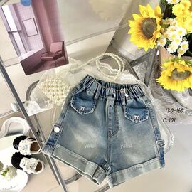 Дитячі шорти на дівчинку C101 blue р.120-160 "Yalisi" недорого оптом від прямого постачальника