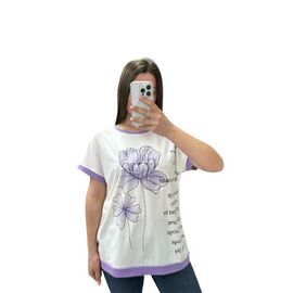 футболка жіноча 25024 white-lilac р.48-56 "G.L.S.A" недорого оптом від прямого постачальника