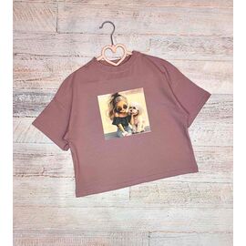 Фотография Футболка детская на девочку LM36 brown р.134-158 "LIMA SPORT" недорого оптом от прямого поставщика