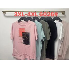 Фотография Футболка женская 6026 mix р.3XL-4XL "Believe" недорого оптом от прямого поставщика