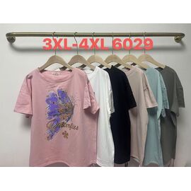 Фотография Футболка женская 6029 mix р.3XL-4XL "Believe" недорого оптом от прямого поставщика