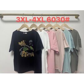 Фотография Футболка женская 6030 mix р.3XL-4XL "Believe" недорого оптом от прямого поставщика