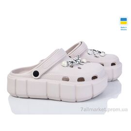 Фотография Кроксы женские летние Лето Прогрес Ж152-2-2 беж (6 пар р.36-40) "Progress" недорого оптом от прямого поставщика