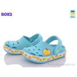 Фотография Кроксы детские летние Лето 330 бирюза ананас (8 пар р.24-32) "Roks" недорого оптом от прямого поставщика