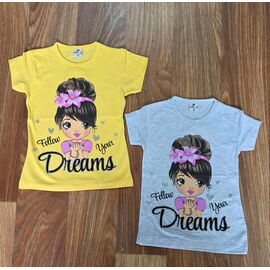 Фотография Футболка детская на девочку M18 yellow р.4-8 "MMZ" недорого оптом от прямого поставщика