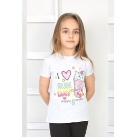 Фотография Футболка детская на девочку M22 white р.4-8 "MMZ" недорого оптом от прямого поставщика