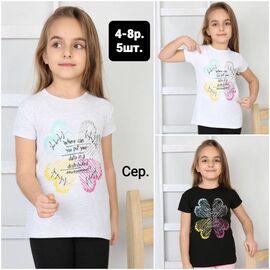 Фотография Футболка детская на девочку M26 black р.4-8 "MMZ" недорого оптом от прямого поставщика