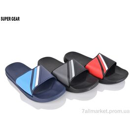 Шльопанці чоловічі пляжні Літо PU8929 mix (24 пар р.40-45) "Super Gear" недорого оптом від прямого постачальника